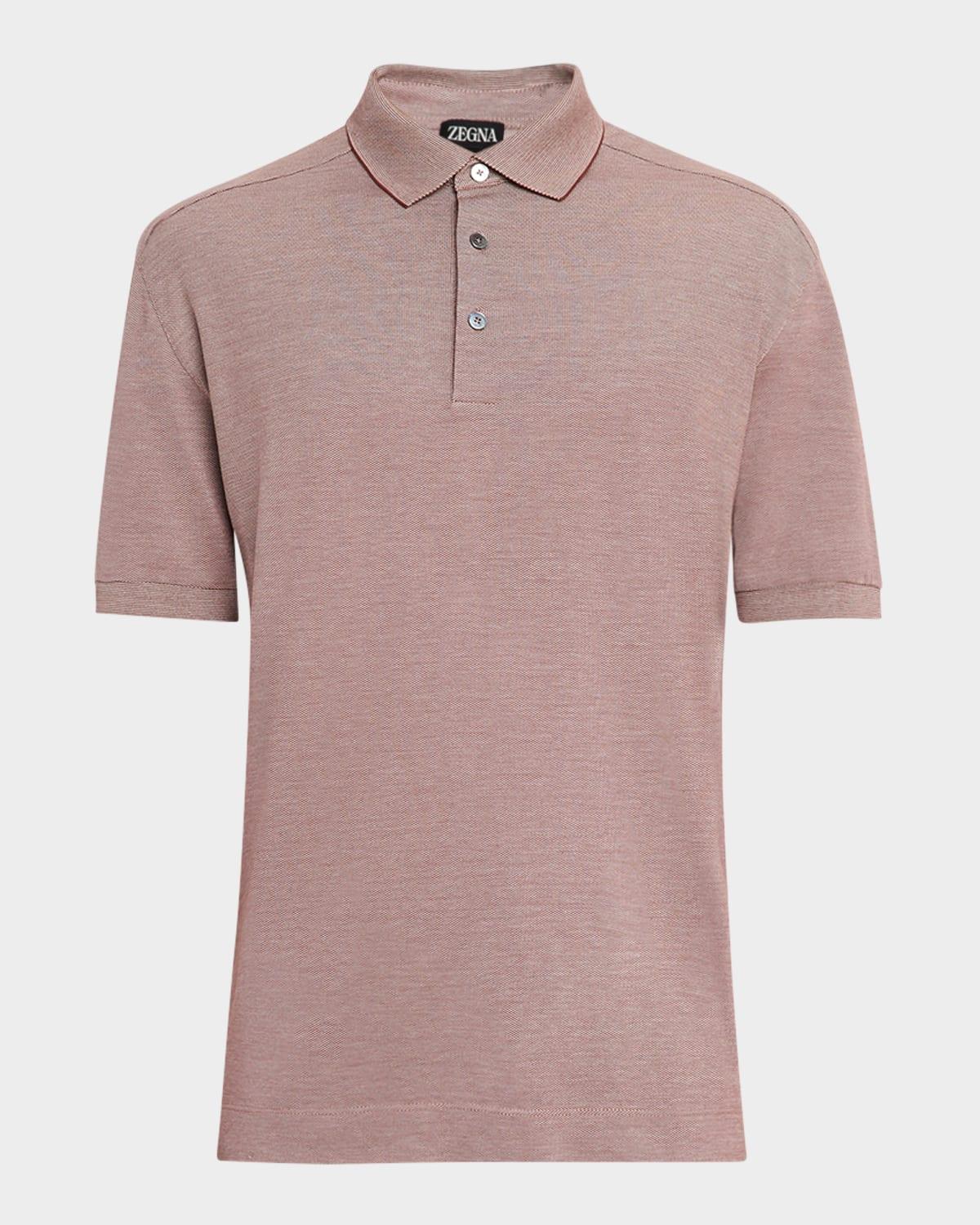 Mens Cotton and Silk Tipped Polo Shirt Product Image
