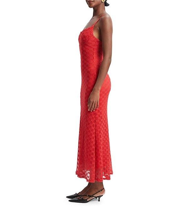Bardot Adoni Square Neck Textured Floral Mesh Midi Slip Dress Product Image