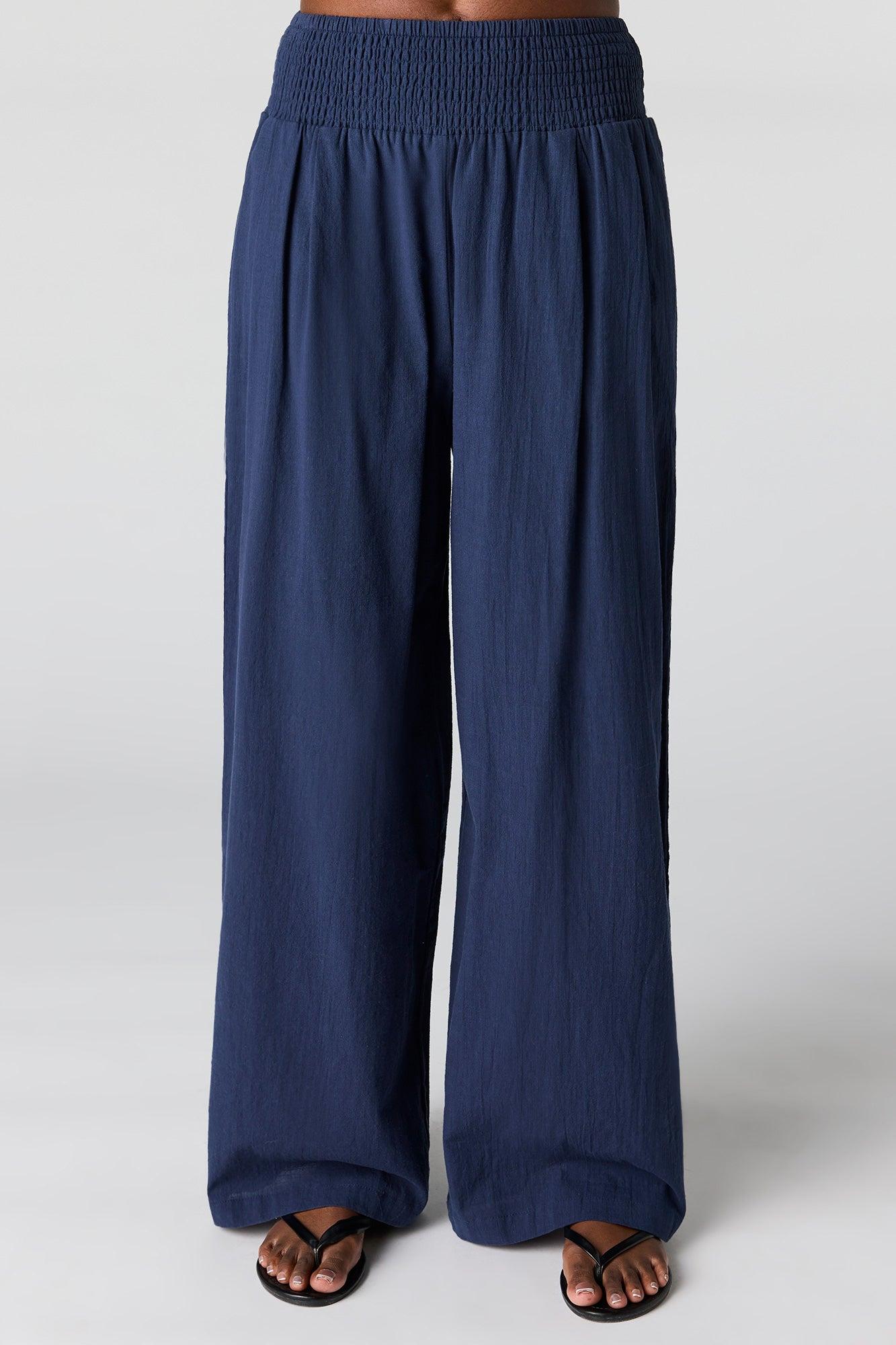 Smocked Waist Wide Leg Pant Female Product Image