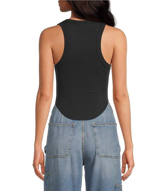 Good American Micro Rib Scoop Neckline Sleeveless Tank Product Image