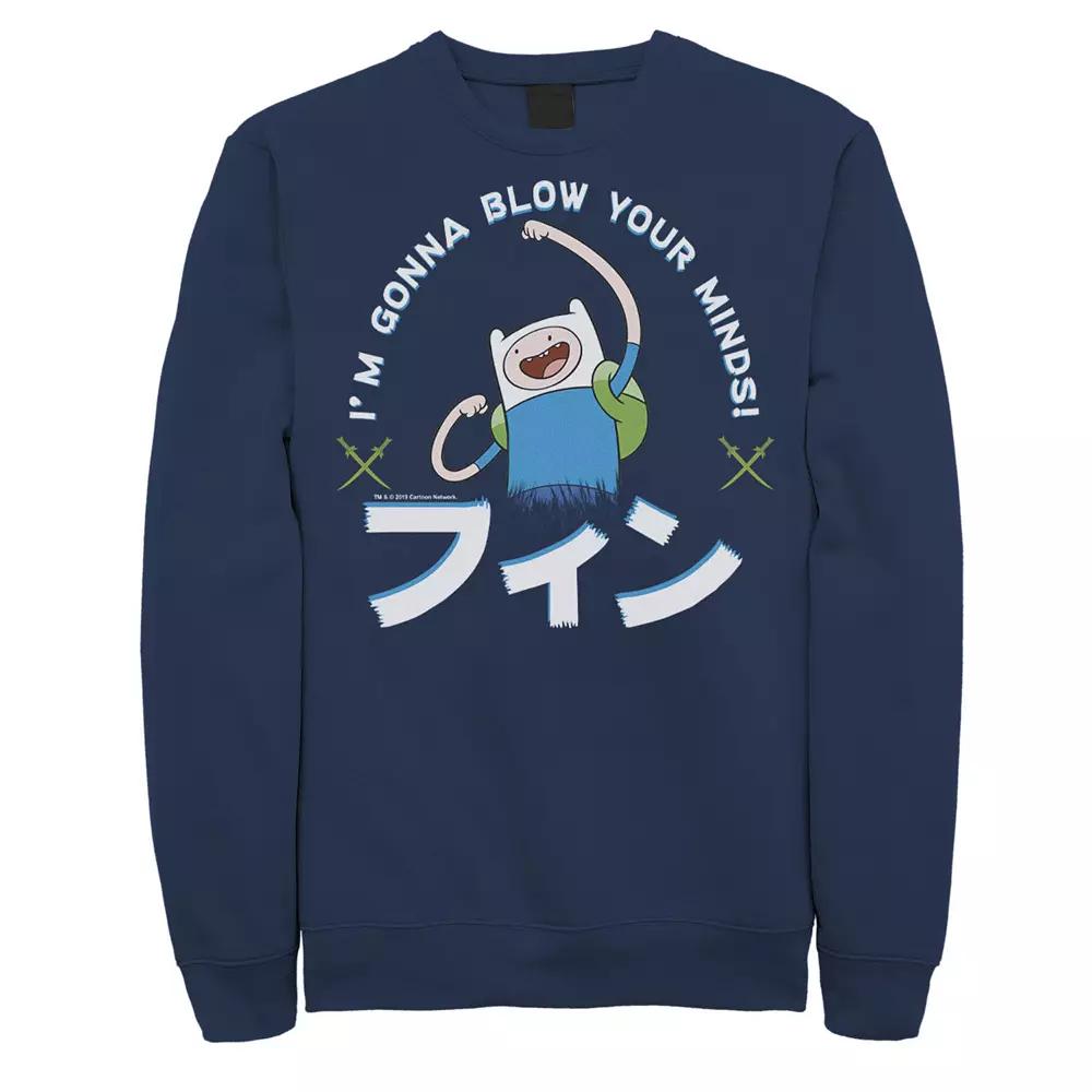 Men's Adventure Time Finn I'm Gonna Blow Your Minds Kanji Portrait Sweatshirt,  Product Image