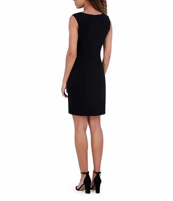 Kensie V-Neck Sleeves Jersey Faux Wrap Knee Length Dress Product Image
