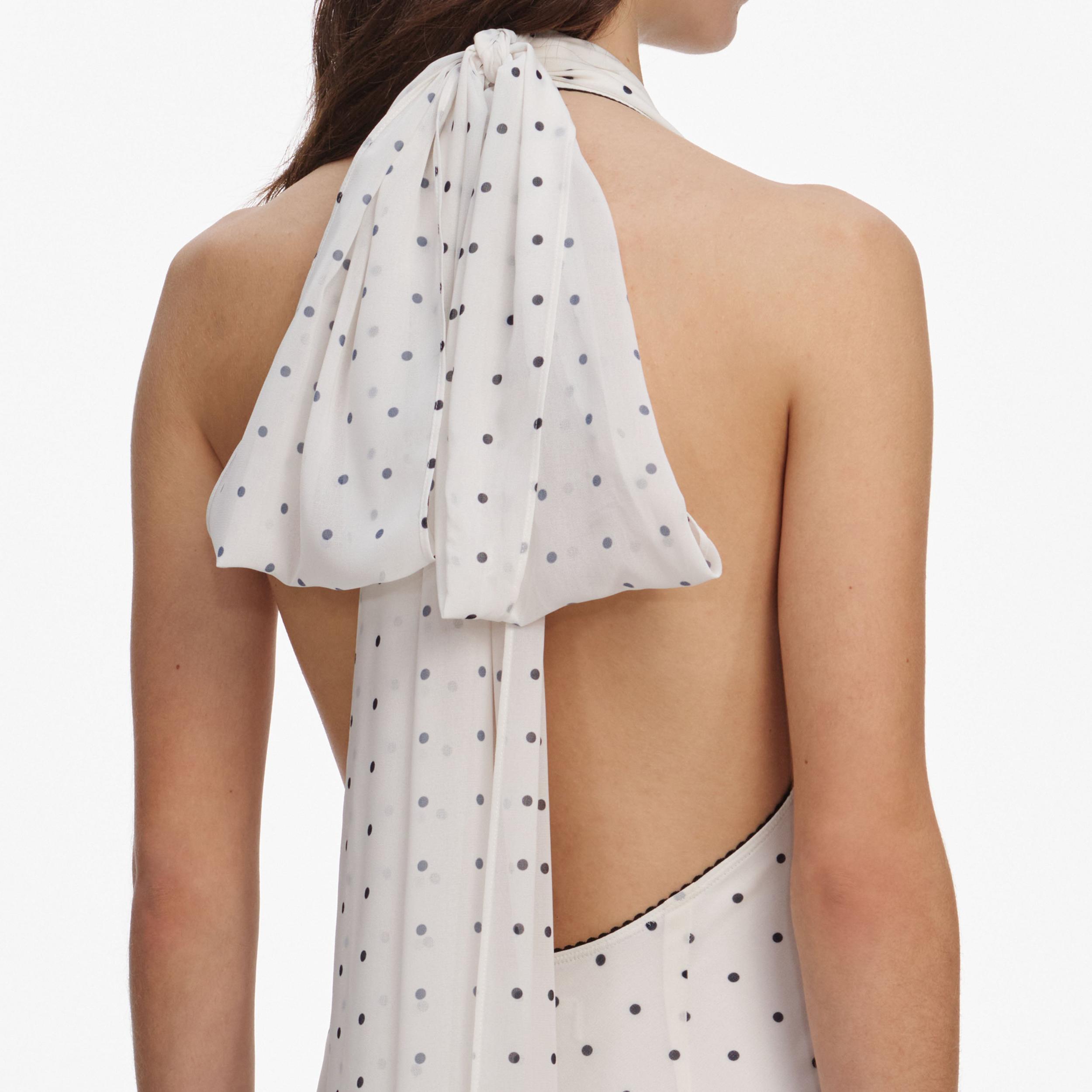 Polka Dot Halter Neck Midi Dress Product Image