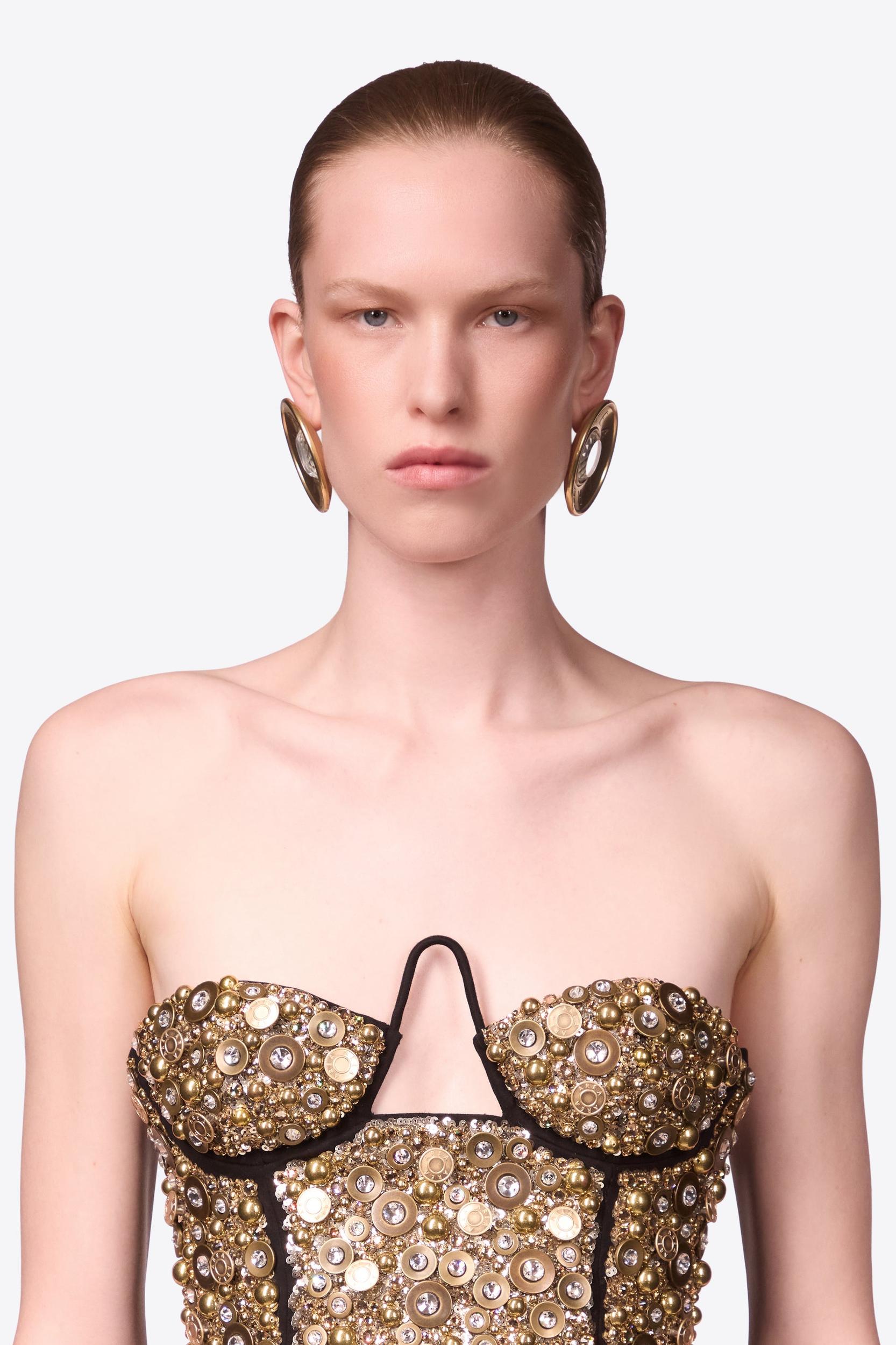 Crystal Button Stud Earrings Product Image