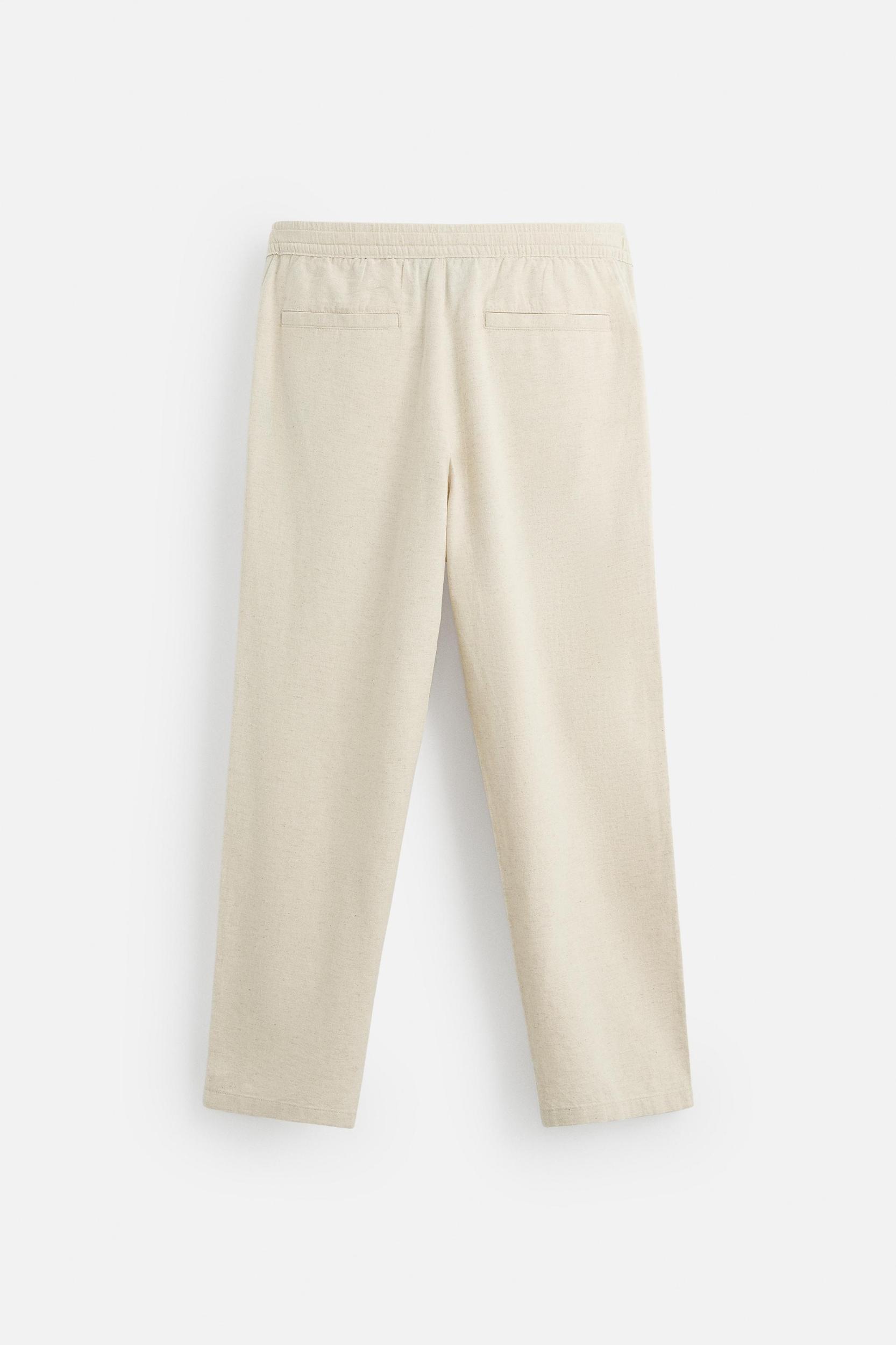 RELAXED FIT COTTON LINEN PANTS Product Image