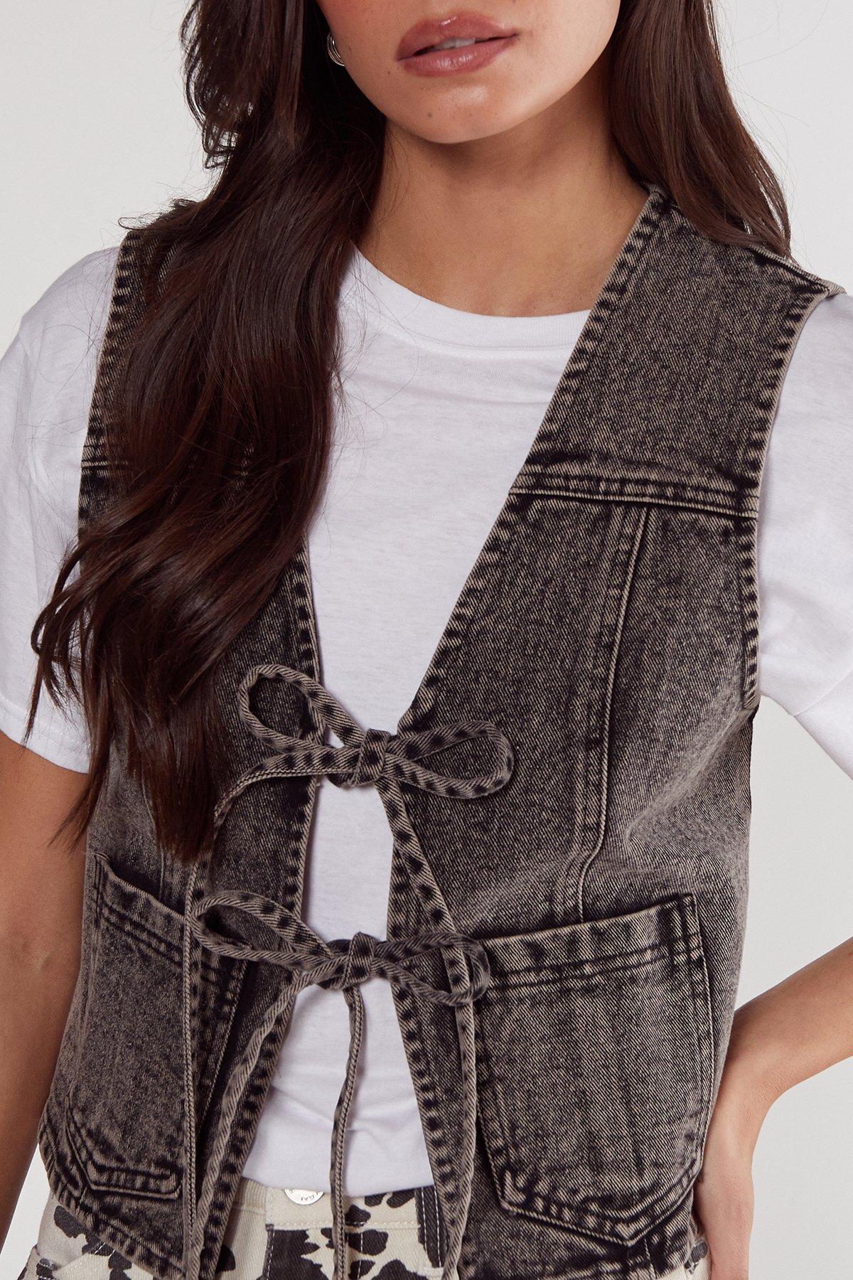 Tie Front Denim Gilet Product Image