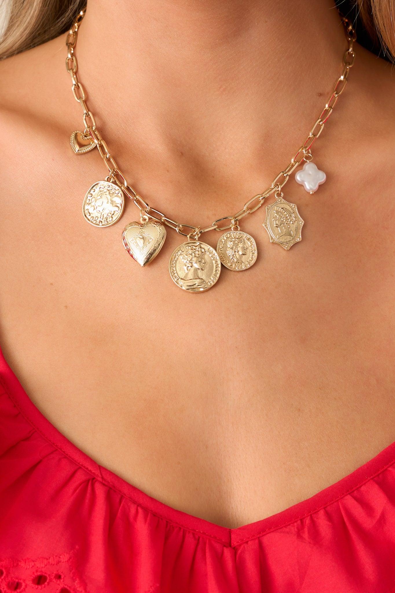 Dazzling Lights Gold & Ivory Pearl Charm Necklace Product Image