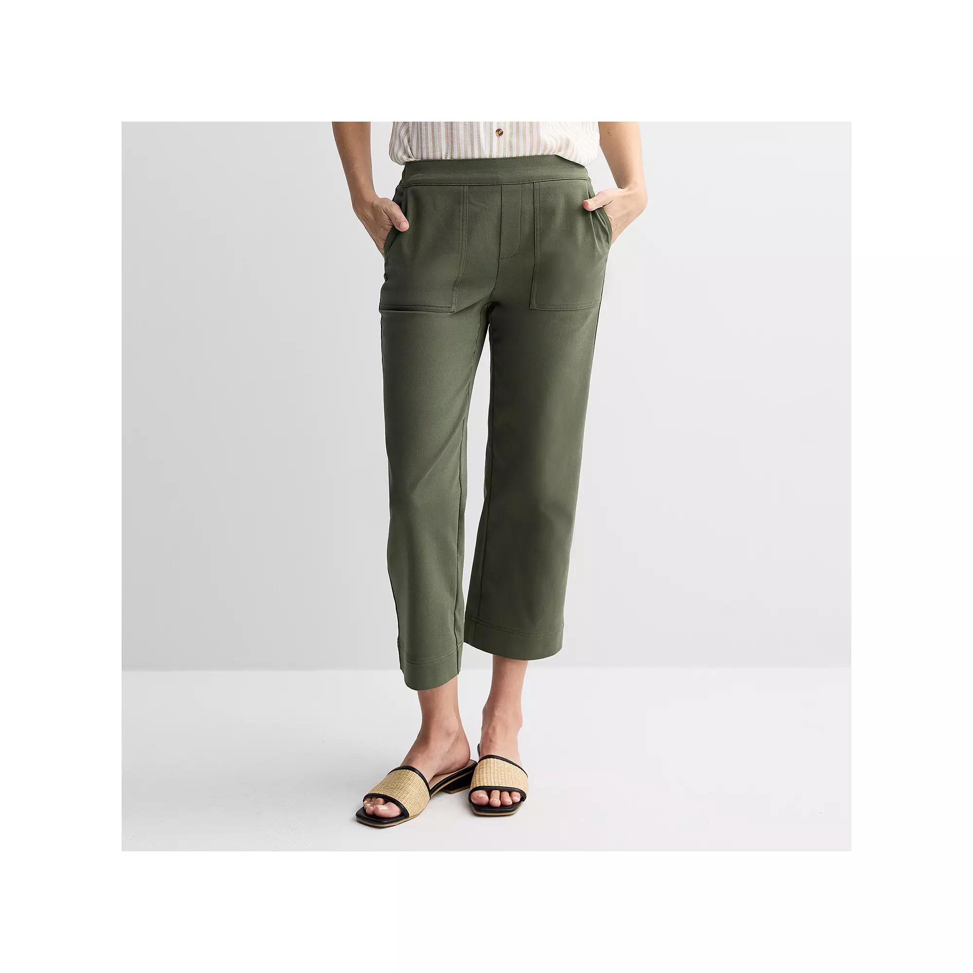 Women's Croft & Barrow® Effortless Utility Cropped Pants, Size: 14, Olive Green Product Image