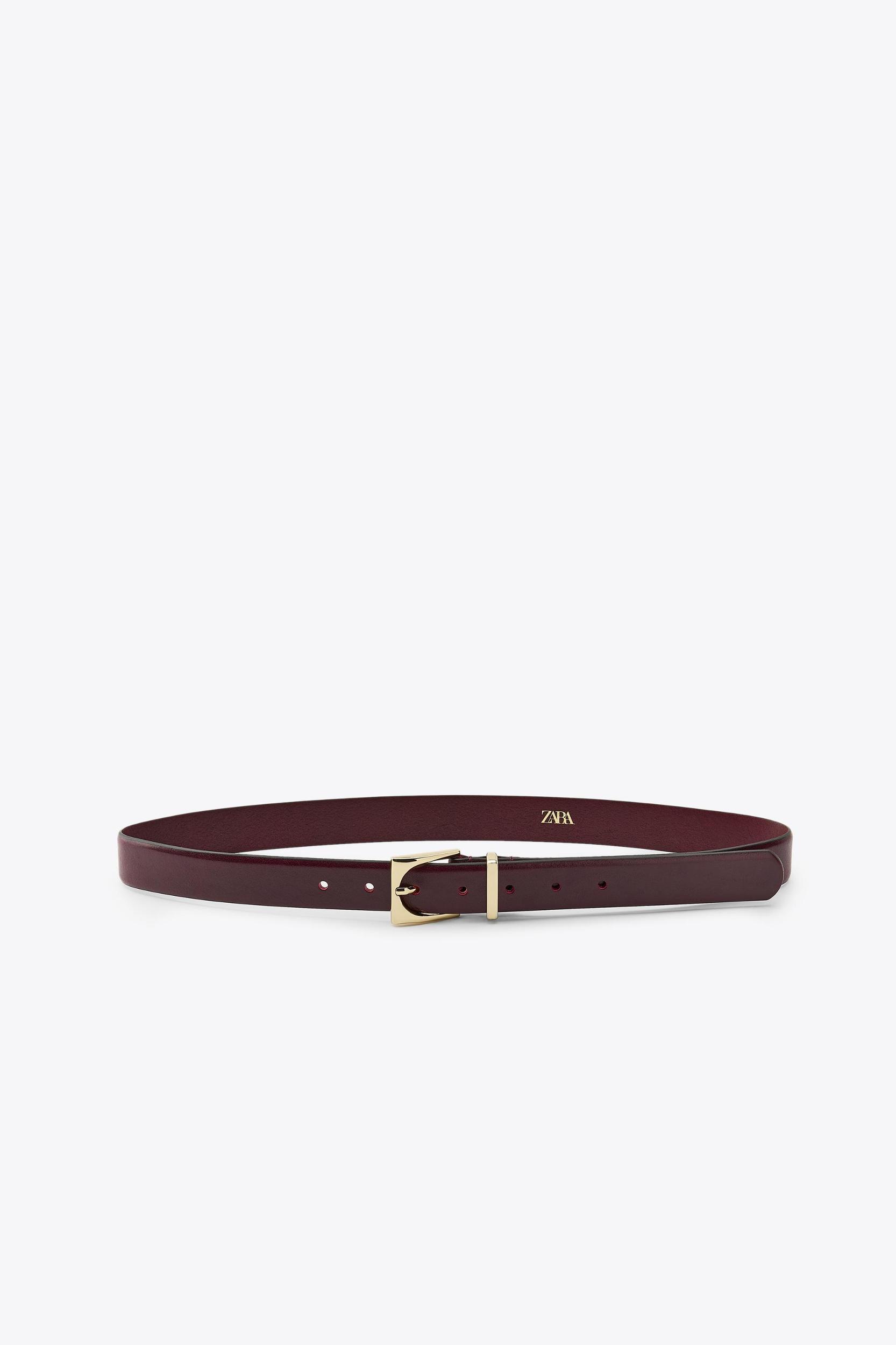 LEATHER BELT WITH GEOMETRIC BUCKLE Product Image