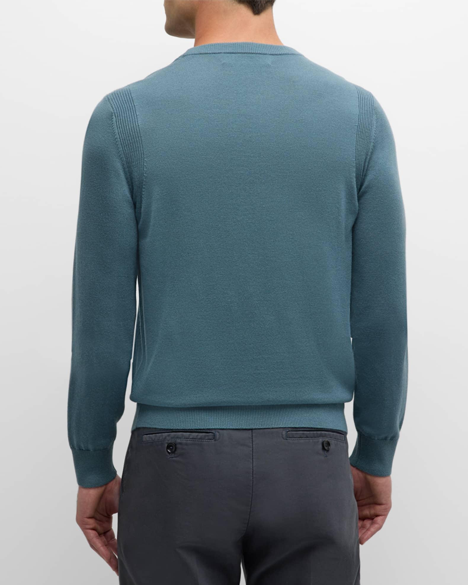 Men's Saddle-Shoulder Merino Wool Knit Sweater Product Image