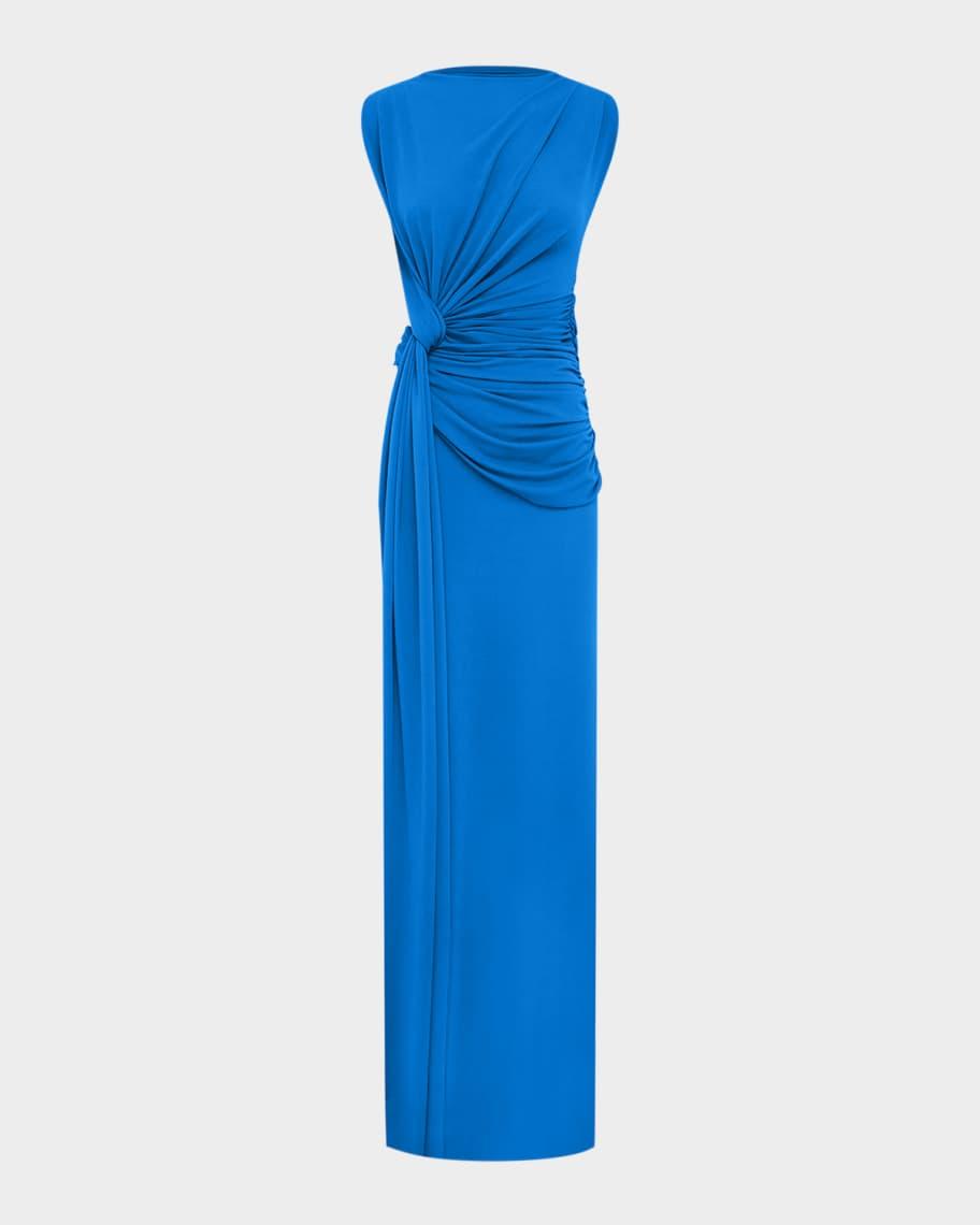 Sleeveless Twist Ruched Crepe Jersey Gown Product Image