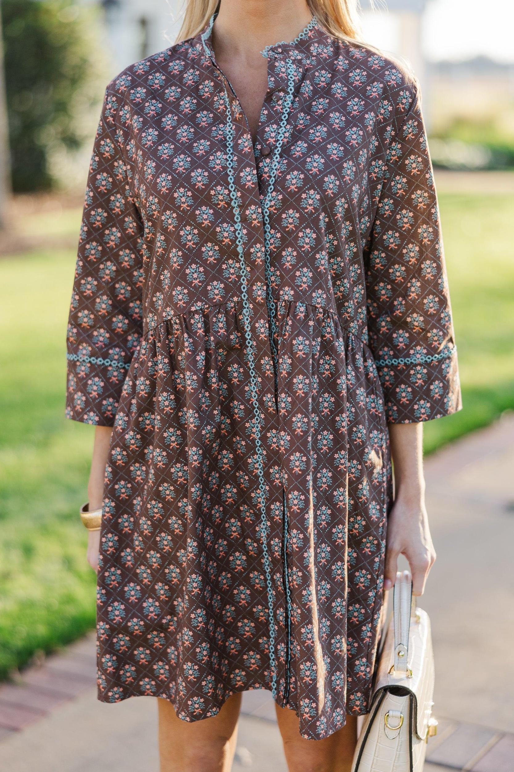 Always The One Brown Medallion Shift Dress Female Product Image