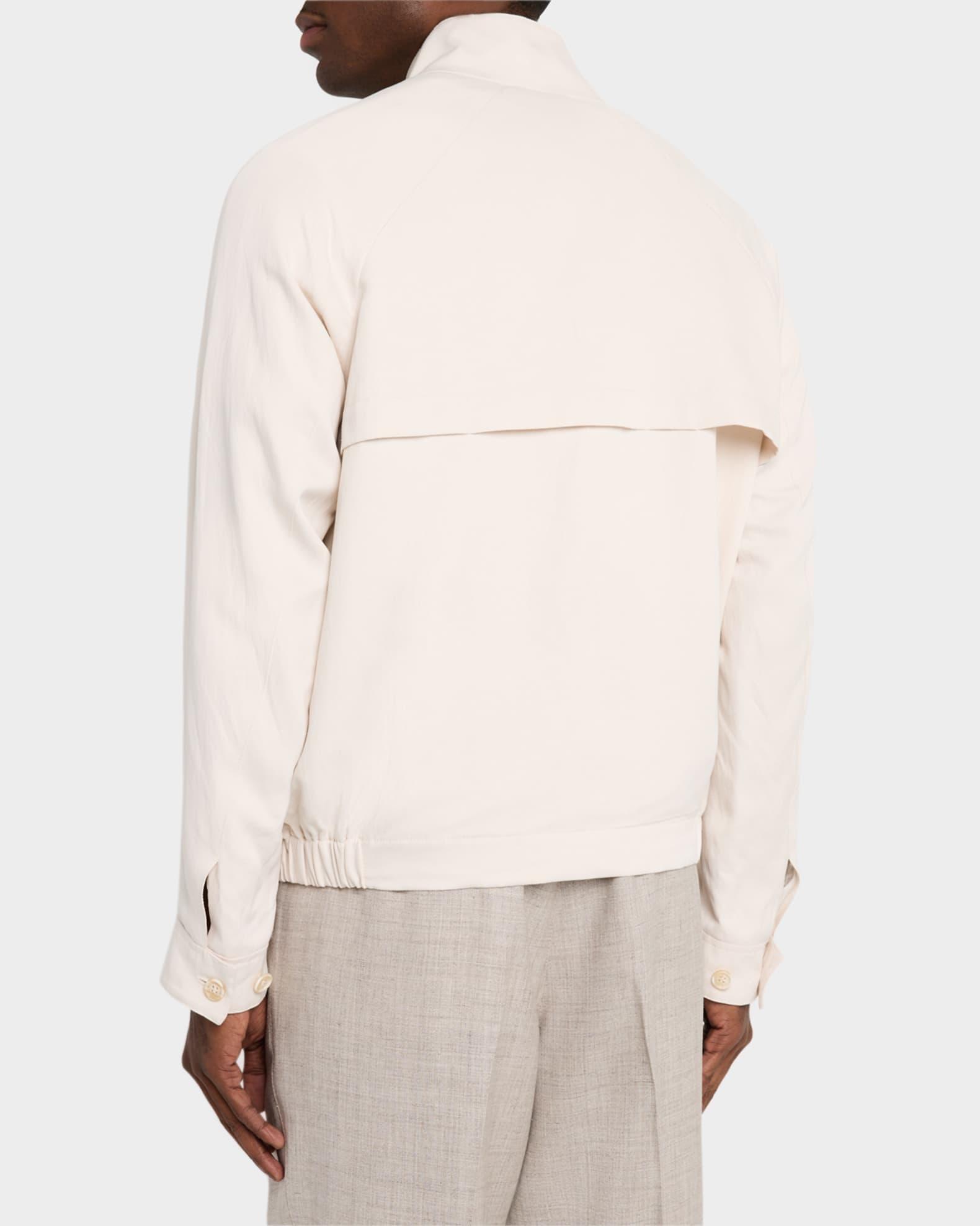Men's Linen and Silk Full-Zip Bomber Jacket Product Image