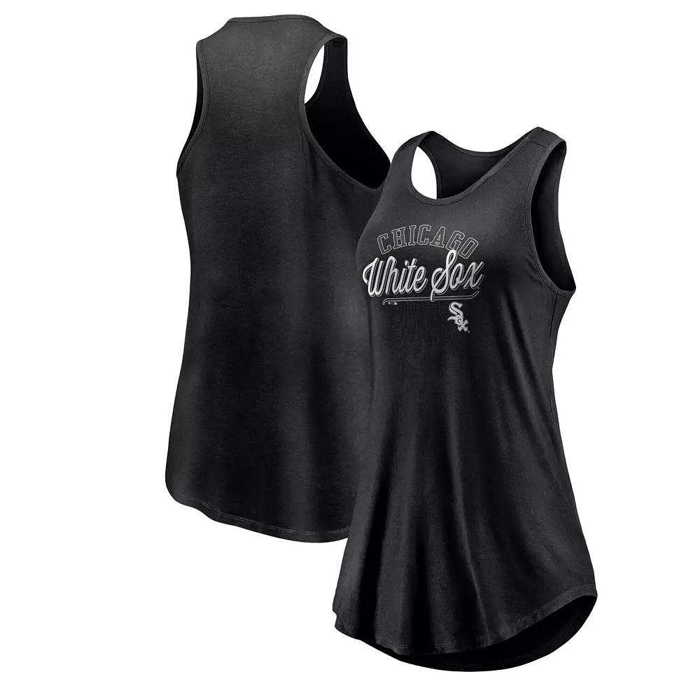 Women's Fanatics Branded Black Chicago White Sox Simplicity Swing Racerback Scoop Neck Tank Top, Size: 3XL Product Image