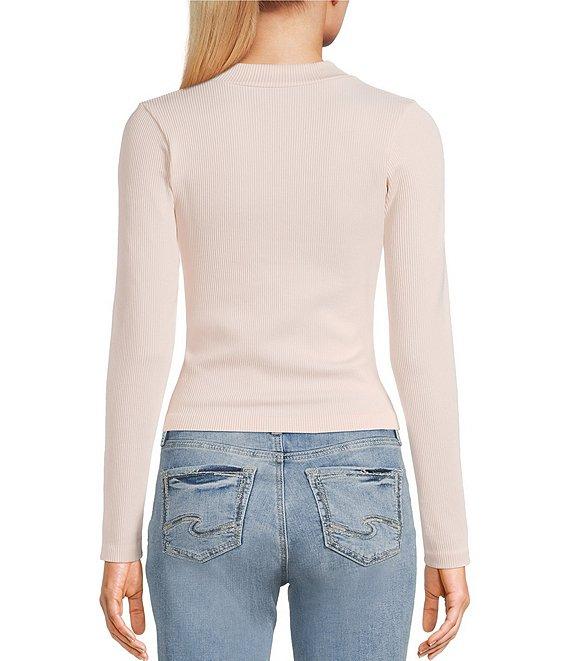 Moa Moa Mock Neck Long Sleeve Quarter Zip Top Product Image