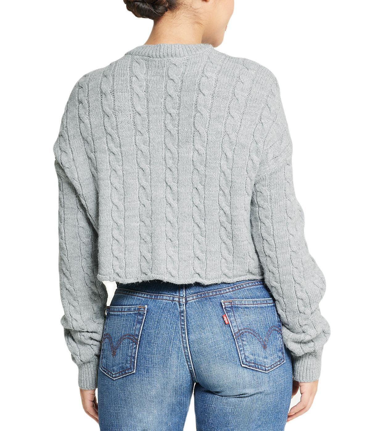 Cropped Boxy Cable Knit Sweater Product Image