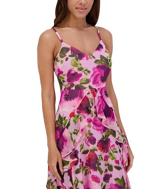 SIENA Metallic Floral V-Neck Sleeveless Maxi Dress Product Image