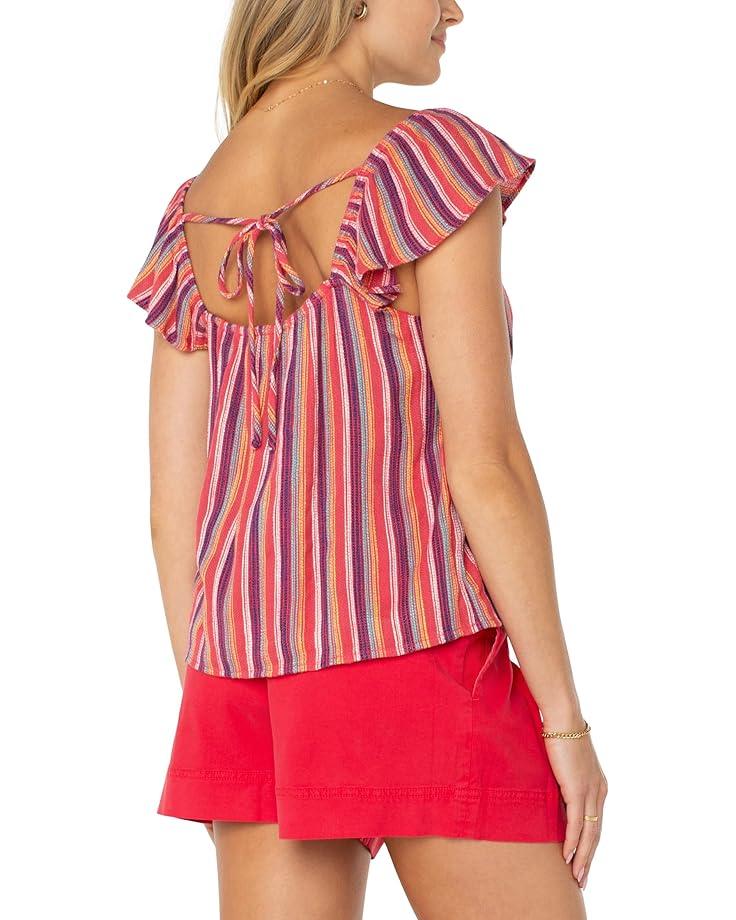 Women's Liverpool Los Angeles Flutter Sleeve Woven Top With Ties Product Image