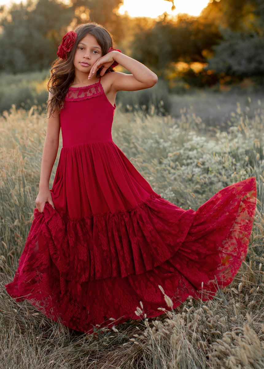 Catrin Dress in Crimson Girls Product Image