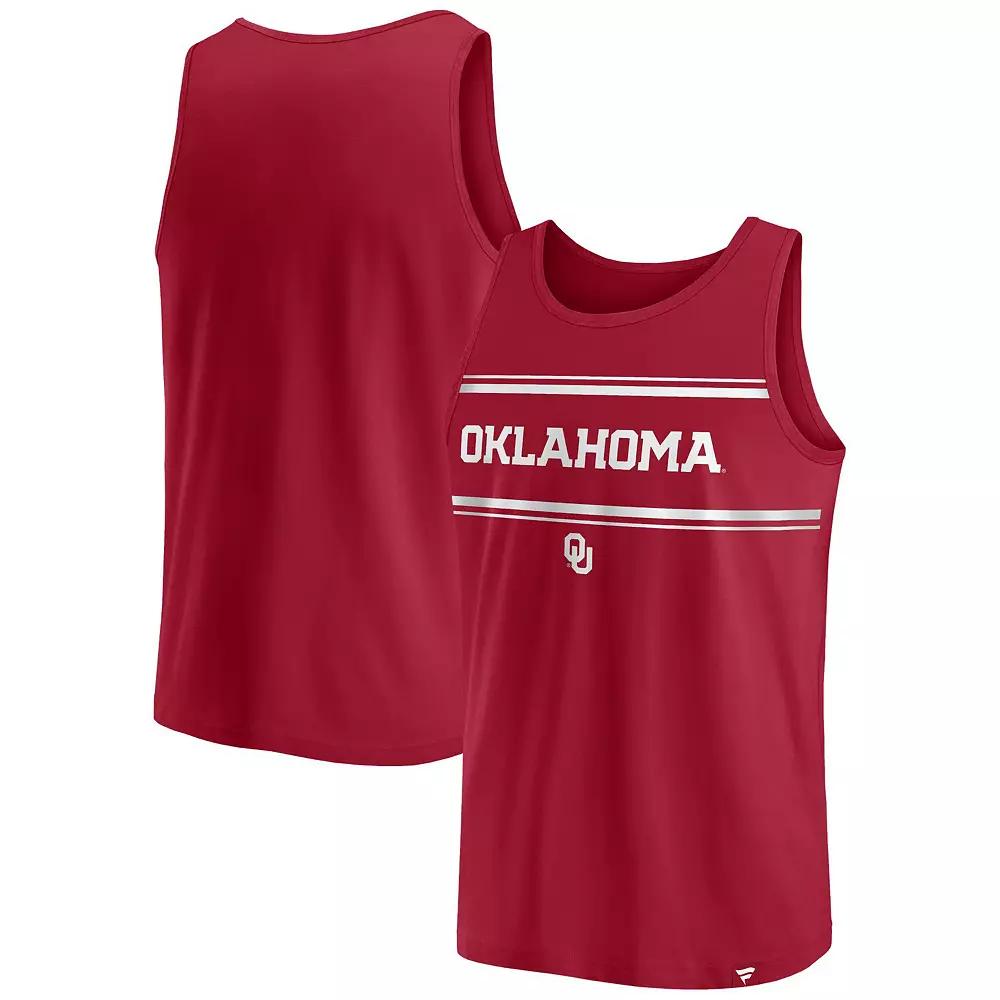 Men's Fanatics Branded Crimson Oklahoma Sooners Stripe Block Tank Top,  Product Image
