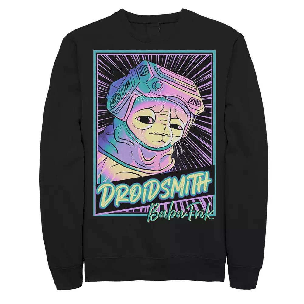 Men's Star Wars: The Rise Of Skywalker Babu Frik Neon Poster Sweatshirt,  Product Image