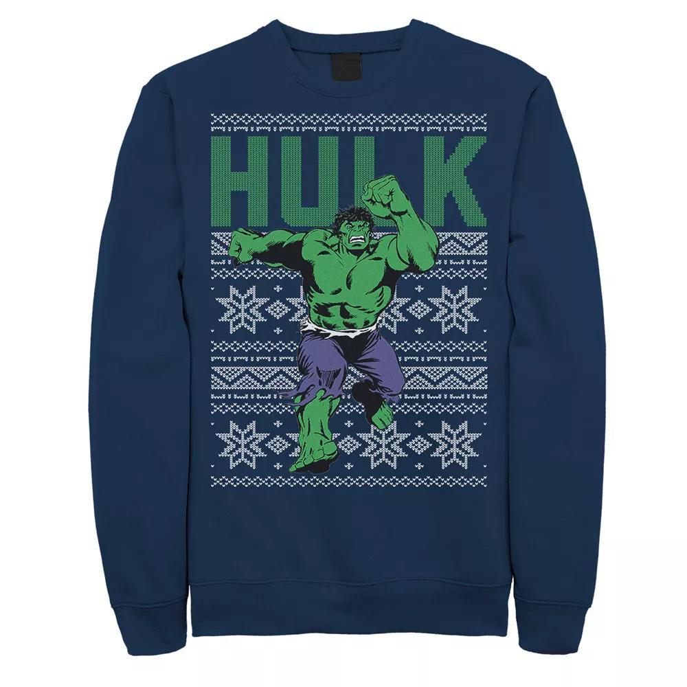 Men's Marvel Hulk Retro Ugly Christmas Graphic Fleece Pullover,  Product Image