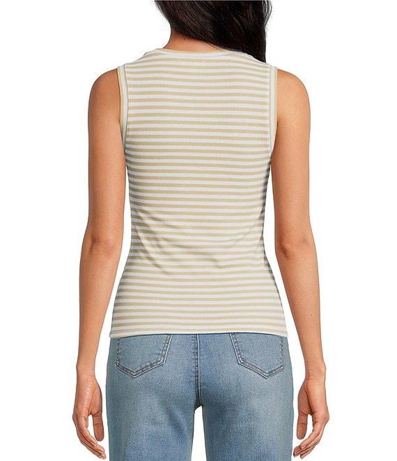 A Loves A Stripe Ribbed Knit Scoop Neck Sleeveless Tank Product Image