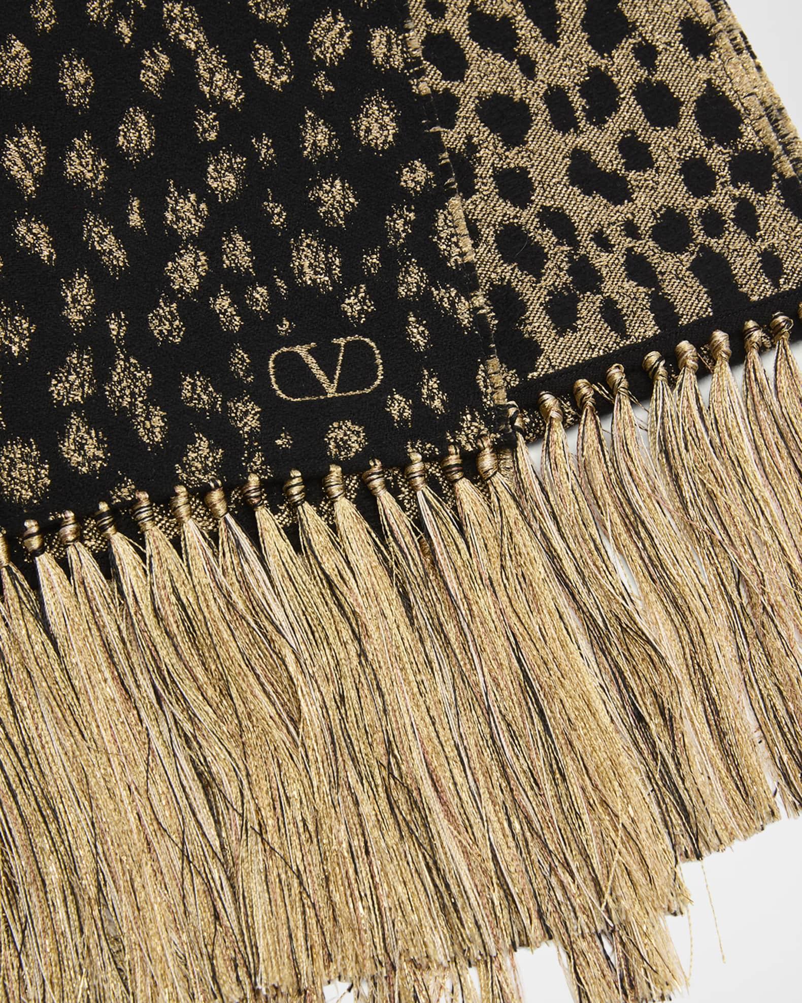 Metallic Jacquard Animal Fringe Scarf Product Image