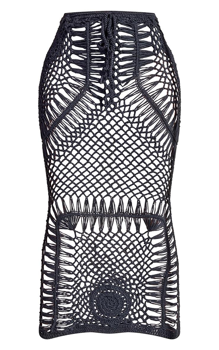 Petite Black Crochet Midi Skirt Product Image