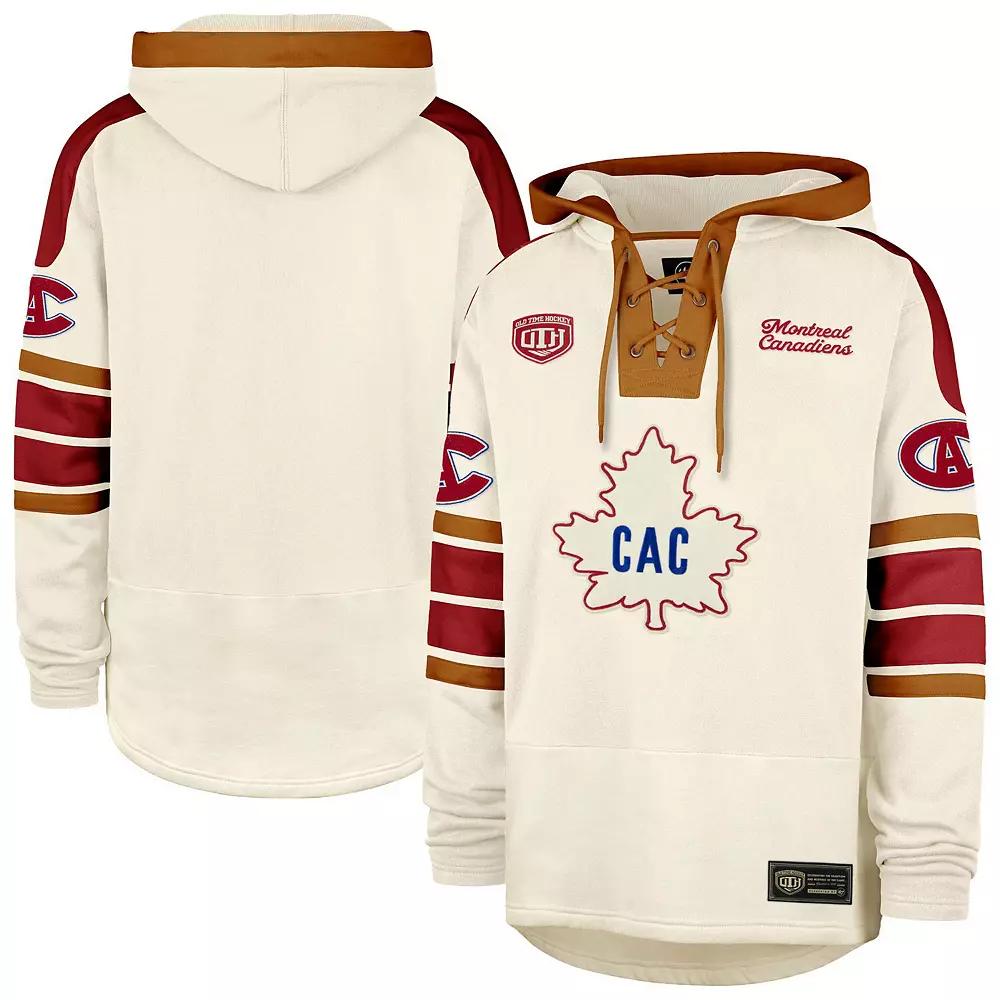 Men's '47 Cream Montreal Canadiens Blue Line Heritage Lacer Pullover Hoodie,  Product Image