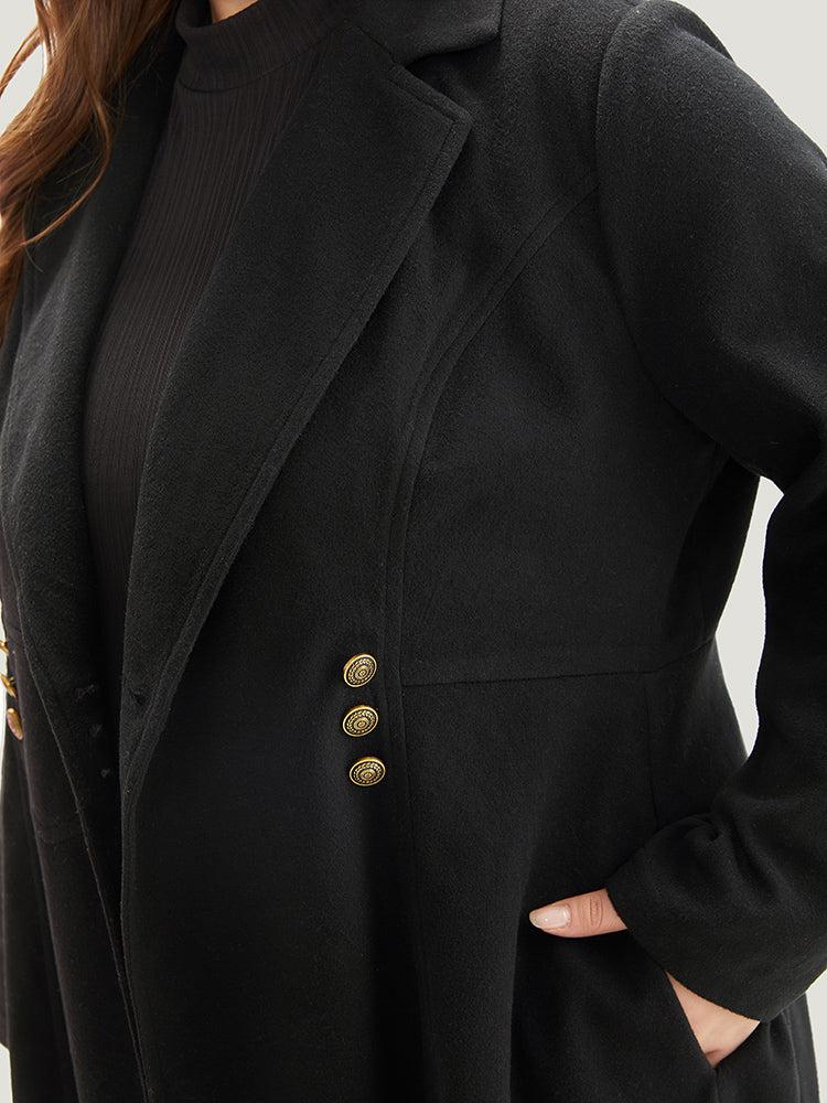 Solid Lapel Collar Double Breasted Coat Female Product Image