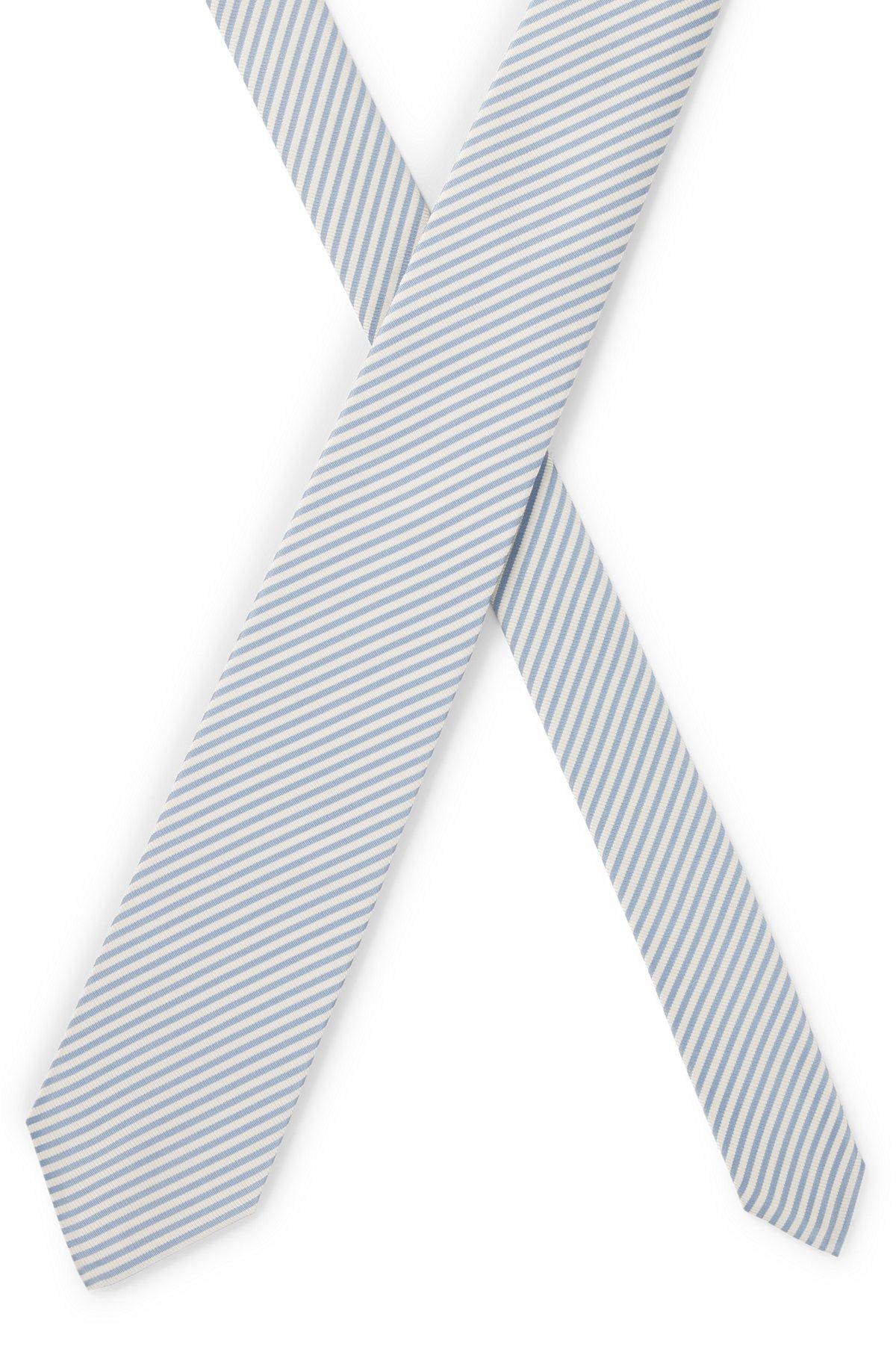 BOSS - Italian-silk tie with diagonal stripe - Light Blue Product Image