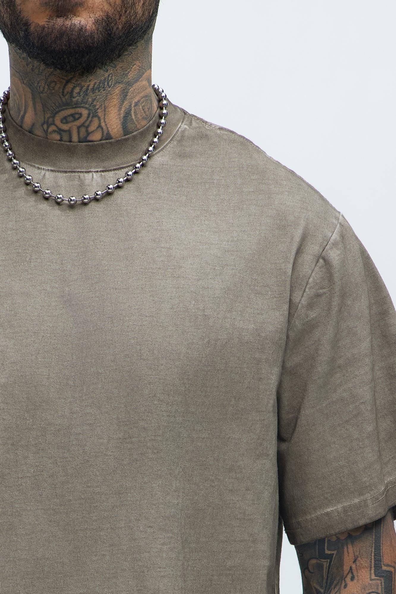 Tinted Wash Oversized Heavyweight Short Sleeve Tee - Brown Product Image