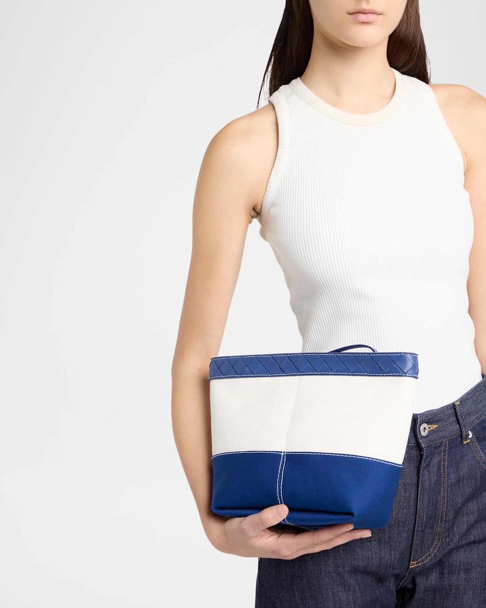 Leather-Trim Canvas Pouch Bag Product Image