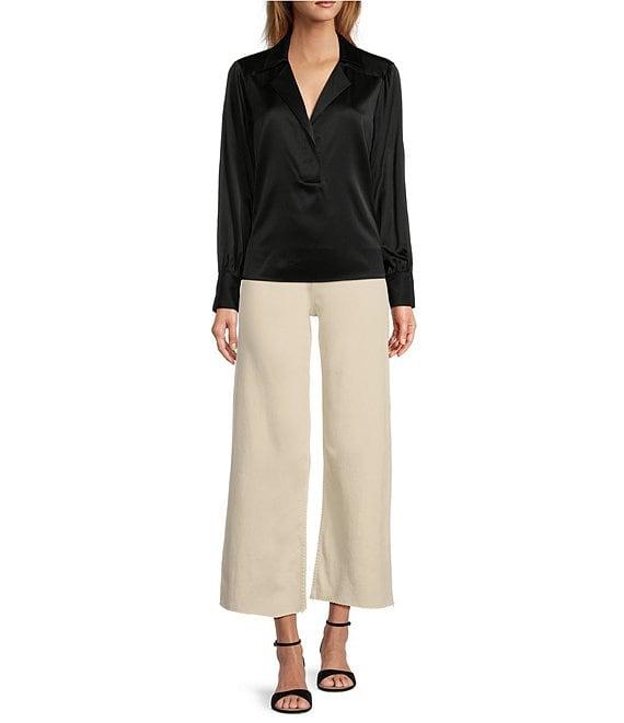 Antonio Melani Alexandra Wide Leg Raw Hem Twill Chino Pants Product Image