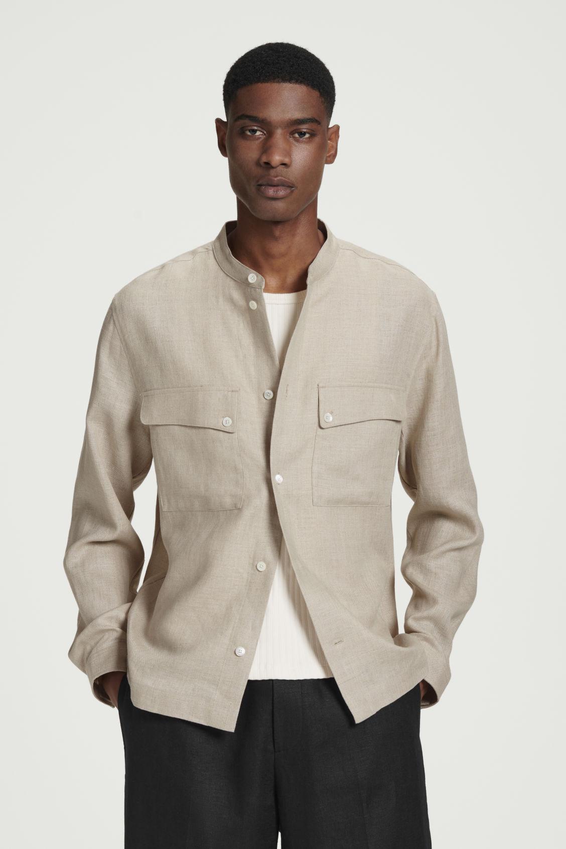 ELASTICATED LINEN WIDE-LEG TROUSERS Product Image