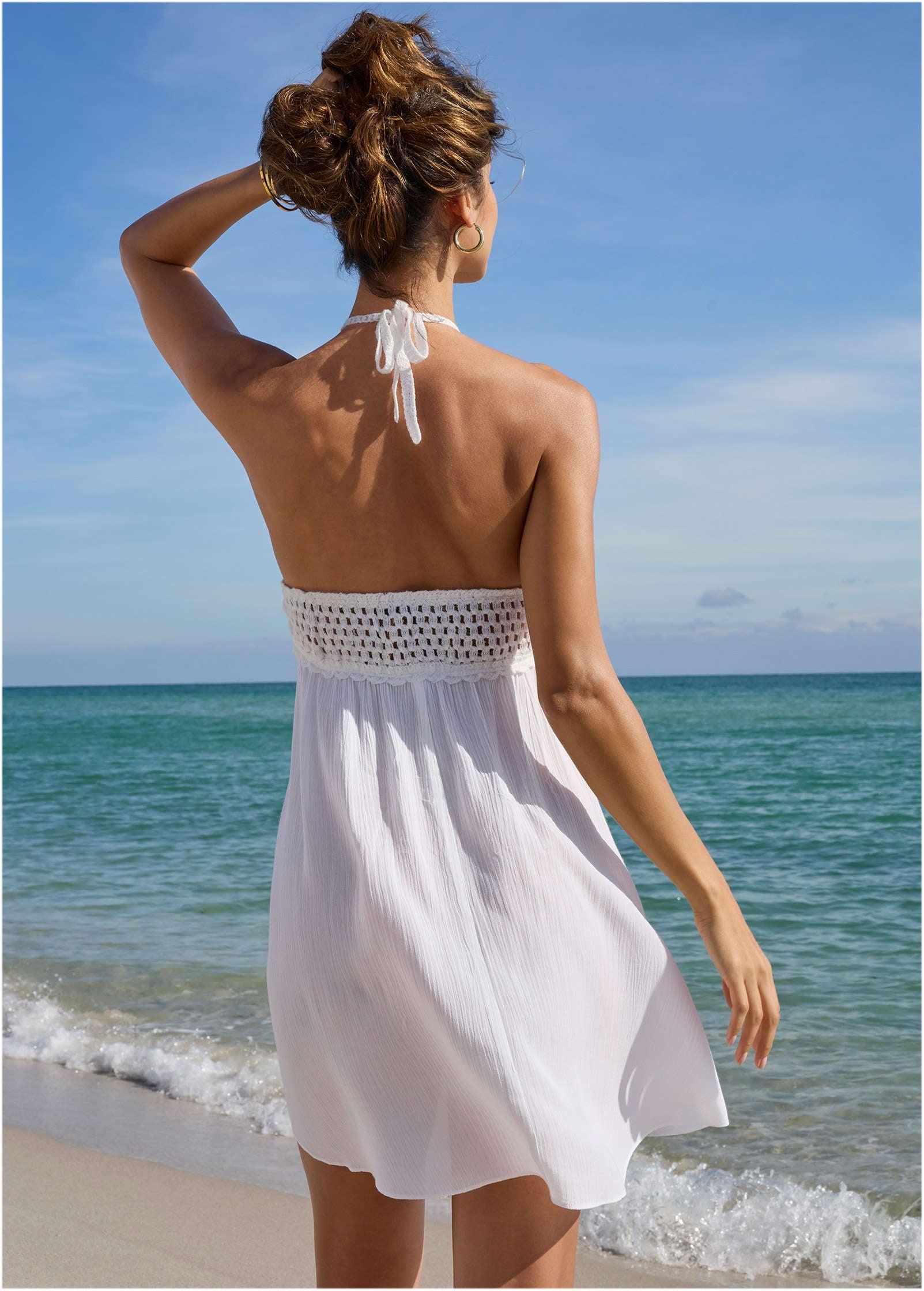 Crochet Top Cover-Up Dress - White Product Image