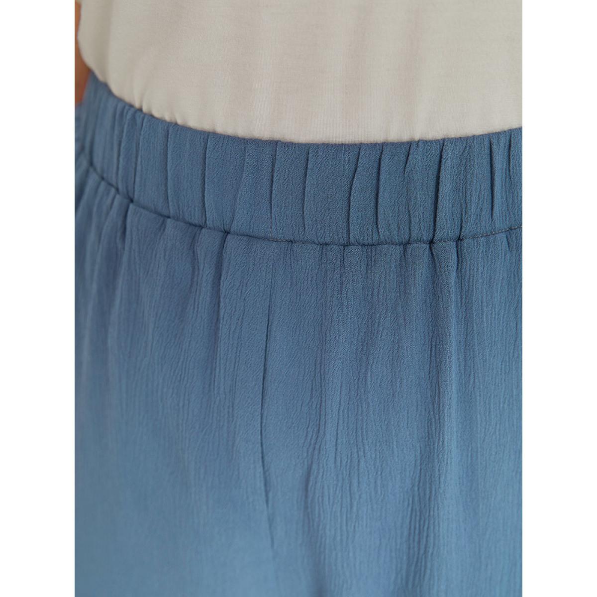 Plus Size Solid Pocket Elastic Waist Wrap Hem Pants Women Stone Casual High Rise Dailywear Pants BloomChic 30/6X Product Image