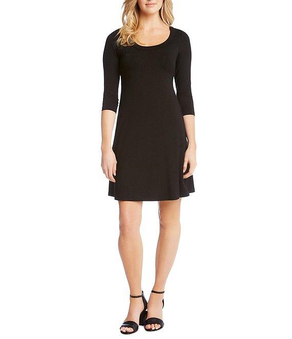 Karen Kane Scoop Neck 3/4 Sleeve Fit and Flare Knit Dress Product Image