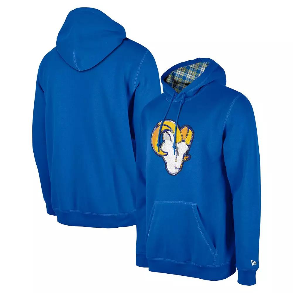 Men's New Era Royal Los Angeles Rams 3rd Down Plaid Pullover Hoodie,  Product Image