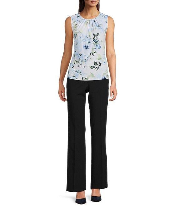 Calvin Klein Floral Sleeveless Pleat Crew Neck Cami Product Image