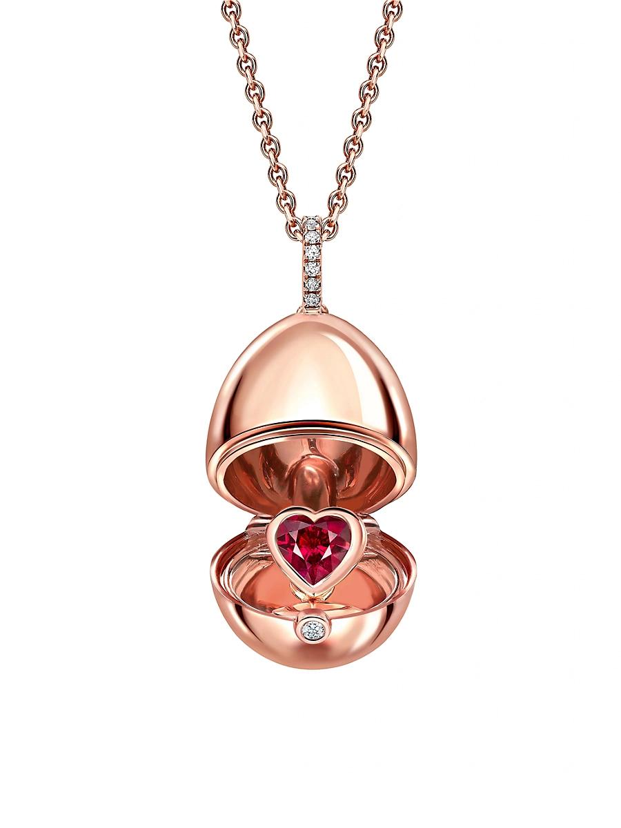 Womens Essence Rose Gold Heated Ruby Heart Surprise Locket Product Image