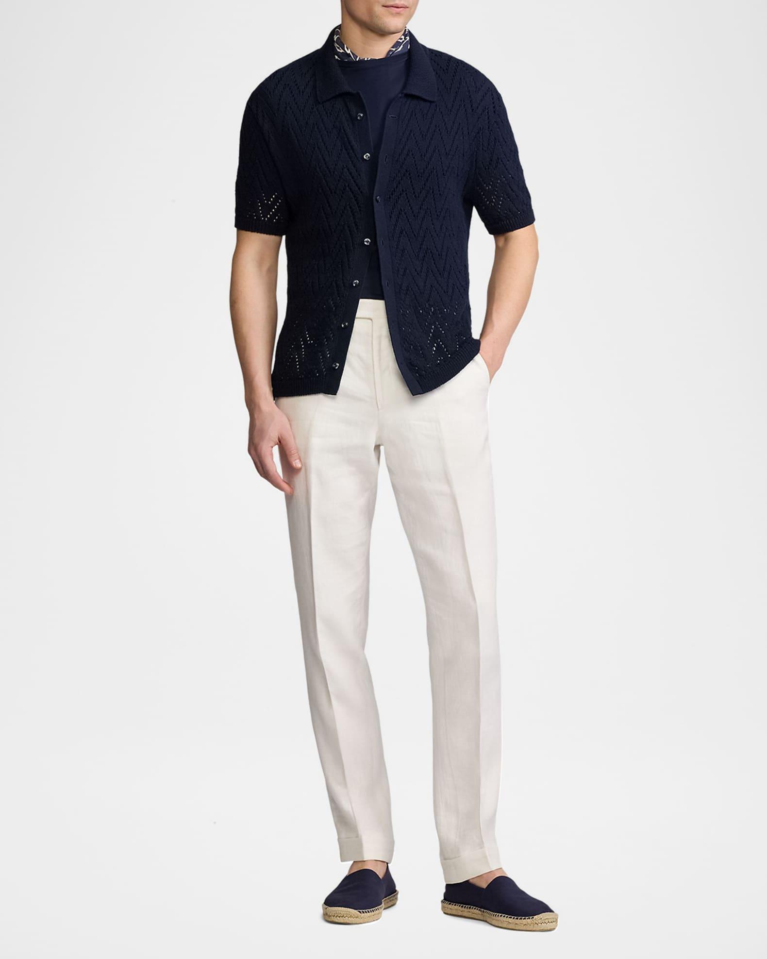 Men's Textured Short-Sleeve Cardigan Product Image