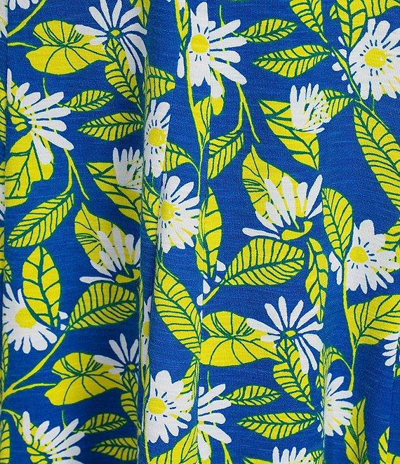 Multiples Floral Print Slub Knit Scoop Neck Sleeveless Fit & Flare Midi Dress Product Image