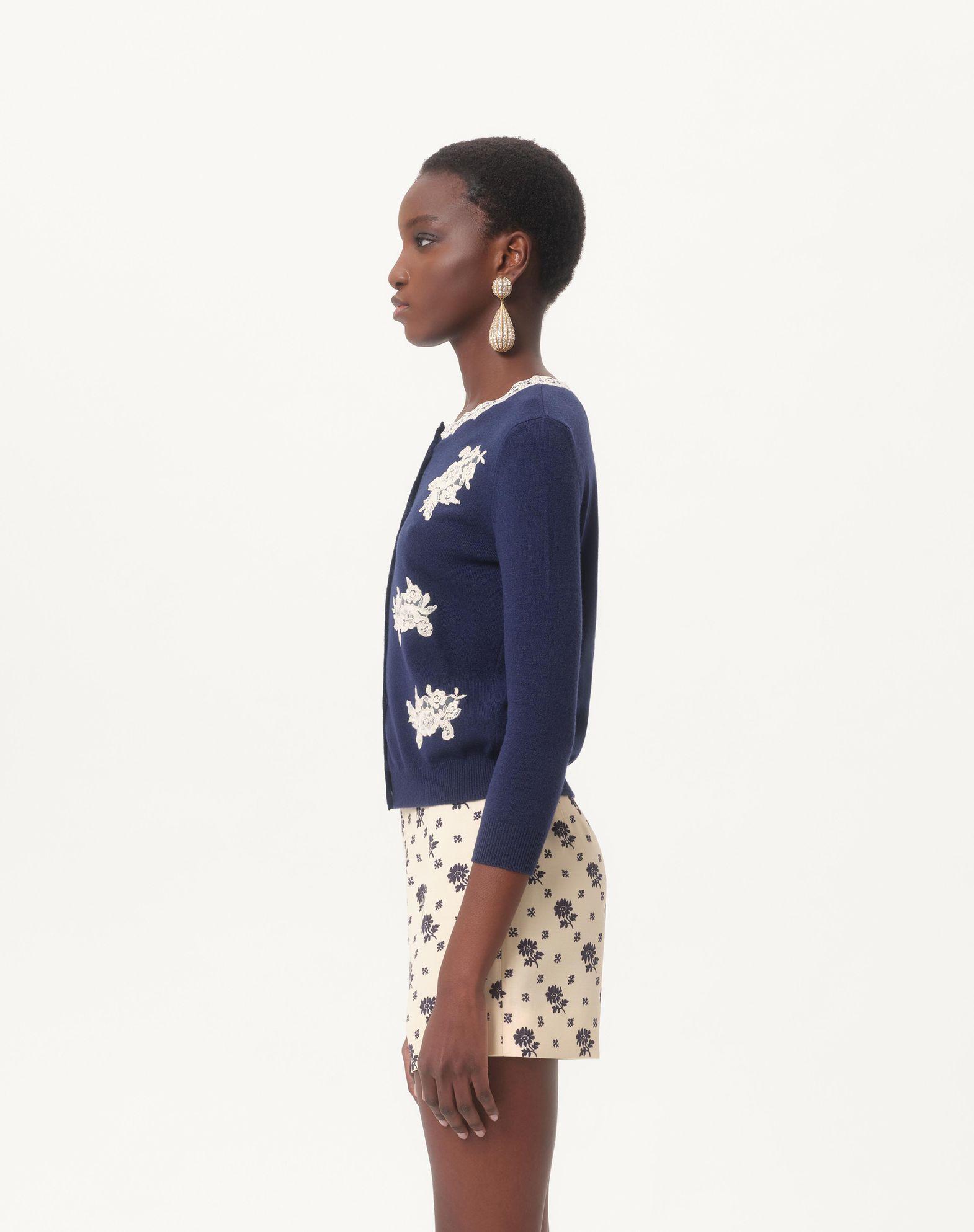 Embroidered Cardigan With Lace Inserts Product Image