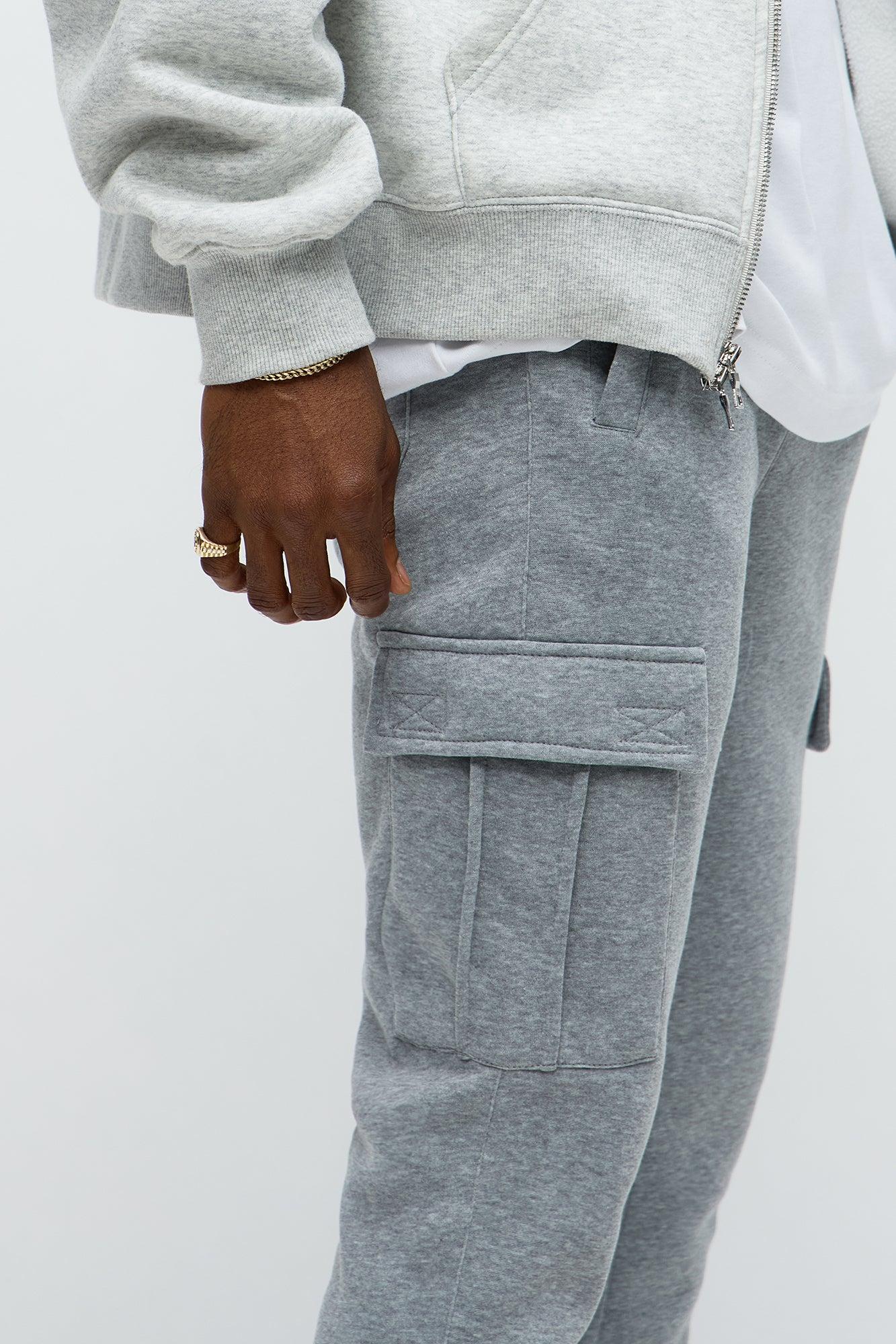 In The Cut Cargo Flared Sweatpants - Heather Grey Male Product Image