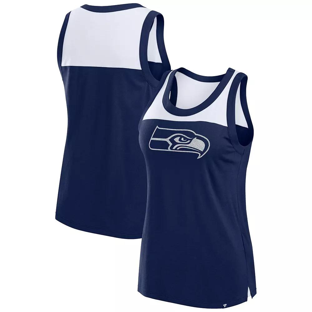 Women's Fanatics College Navy Seattle Seahawks Sequin Tank Top, Size: 3XL, Blue Product Image