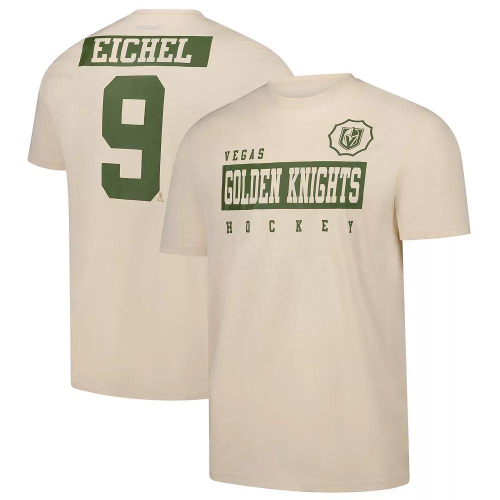 Men's Levelwear Jack Eichel Khaki Vegas Golden Knights 2024 NHL Military Appreciation Richmond Delta Player Name & Number T-Shirt,  Product Image