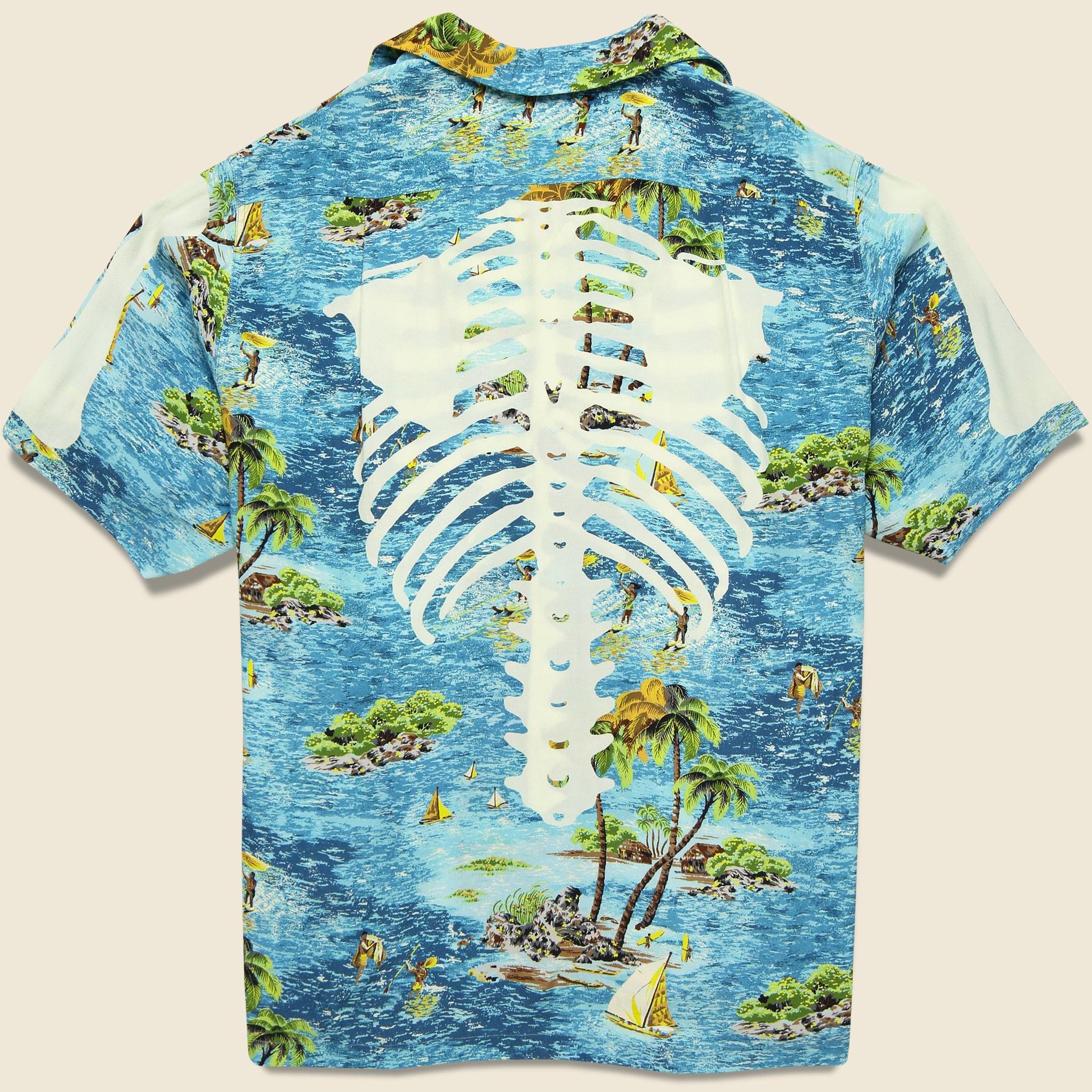Kamekameha Bone Aloha Shirt - Blue Product Image