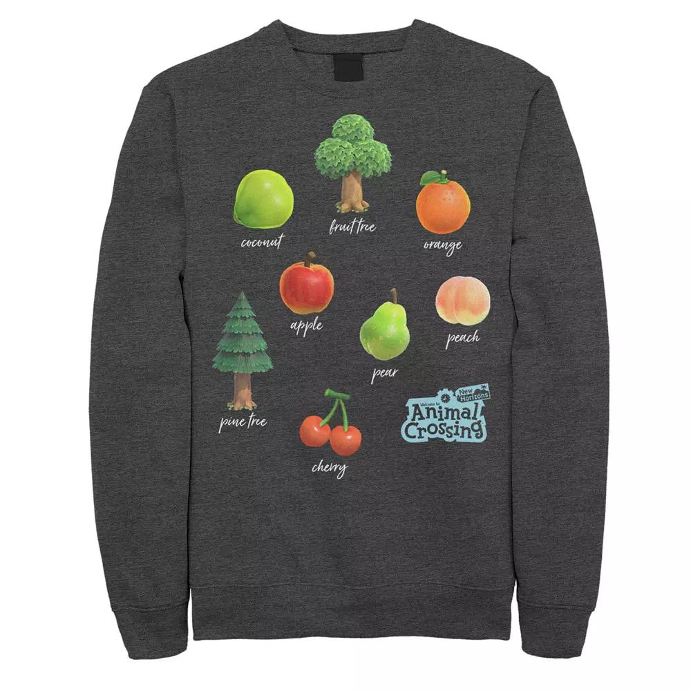 Men's Animal Crossing New Horizons Fruit And Trees Sweatshirt, Size: Small, Grey Heather Product Image